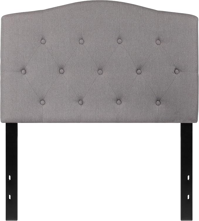 Flash Furniture Twin Tufted Fabric Headboard, Light Gray | Adjustable Height, Easy Install, Bedroom Decor