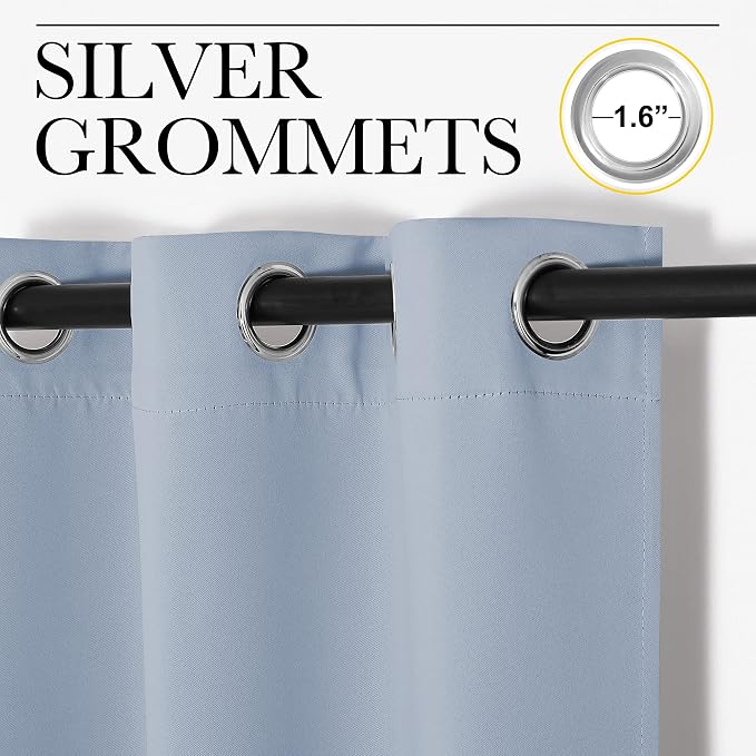 NICETOWN Blackout Curtains for Living Room, 2 Panels 42" x 84" Vintage Blue | Thermal Insulated Long Drapes for Living Room Large Window