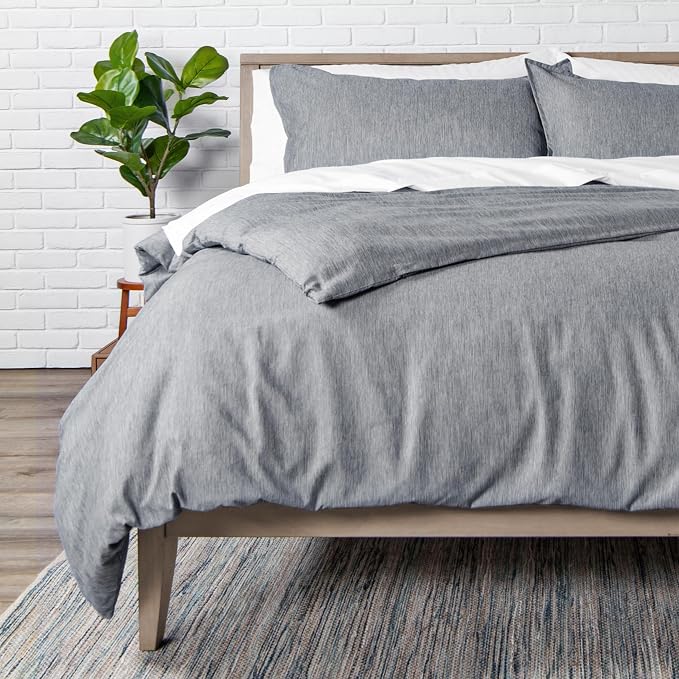 Bare Home Duvet Cover Set (Oversized King, Heathered Charcoal) | 1800 Ultra-Soft, Lightweight, Cooling, Breathable, Premium, All-Season