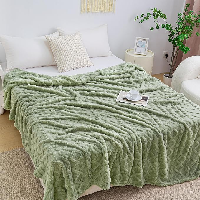Aganear Fleece Throw Blanket for Couch Sofa 60"x80" Sage Green | Lightweight Fuzzy Throw,Warm Gift for Women,Christmas,Housewarming,Soft,Boho Design for Room Home Decor,All-Season Use