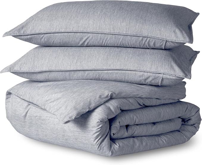 Bare Home Duvet Cover Set 1800 Ultra-Soft (Full, Heathered Midnight Blue) | Lightweight, Cooling, Breathable, Premium 1800 Ultra-Soft, All-Season