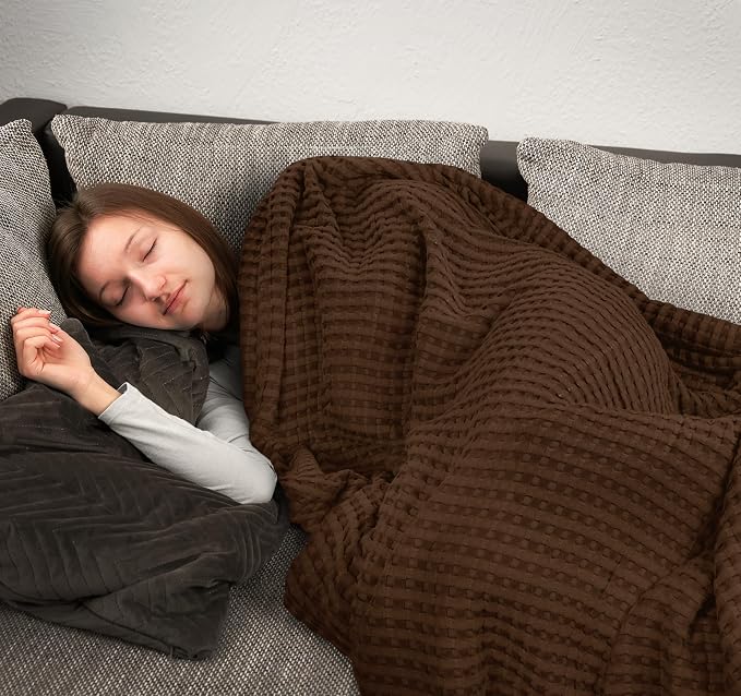 Utopia Bedding 100% Cotton Waffle Blanket Queen Size Brown, 90x90 Inch | Lightweight Breathable Cozy Summer Bed Blanket Home Decor Gift for Women and Men