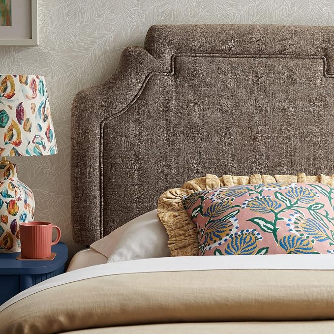 Modway Magnolia Twin Size Upholstered Fabric Headboard in Mocha - Padded Cushioned Headboard with Woven Heathered Upholstery and Adjustable Mounting Positions