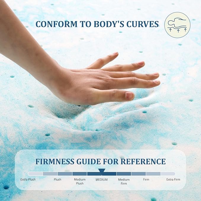 EGO 4 Inch Twin XL Mattress Topper Gel Memory Foam for Pressure Relief | Cooling Gel Infused, Ventilated Design Bed Topper in a Box, CertiPUR-US Certified, 80"Lx38"W