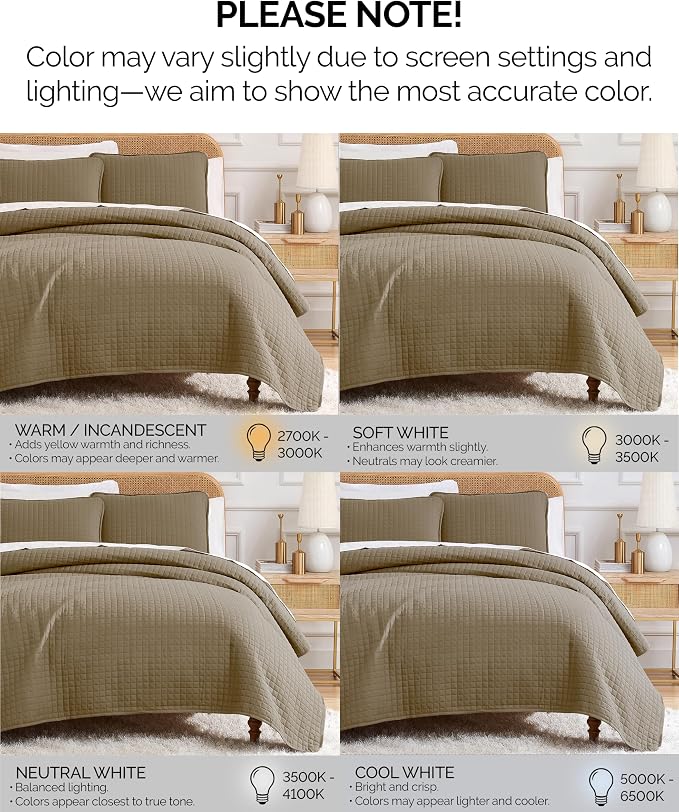 Southshore Fine Living, Inc. Oversized King Quilt Bedding Set, Taupe Quilt California King Size Bedspread with 2 Matching Pillow Shams, Microfiber Quilts, Soft & Cozy Bedding Coverlet, Taupe Quilts