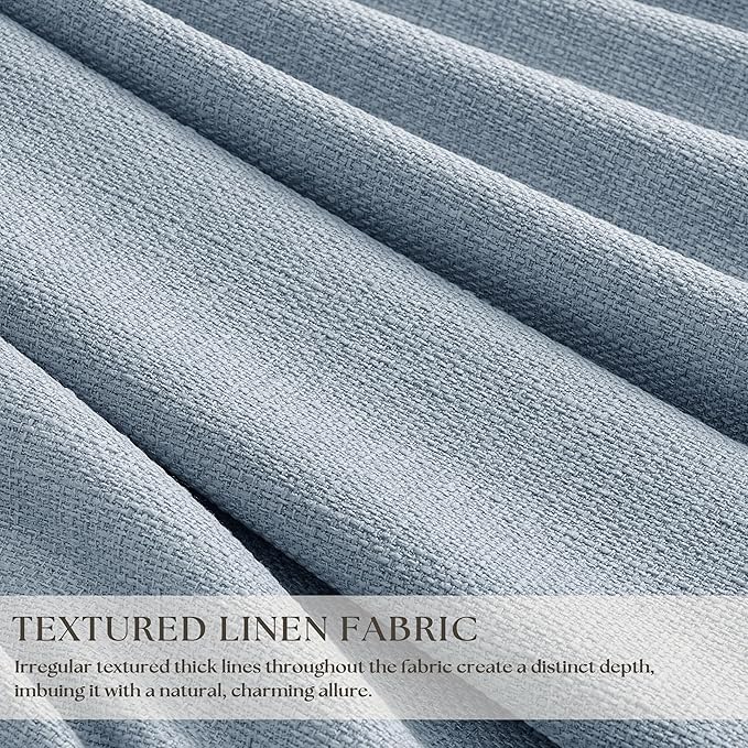 TWODRAPES 100 Inch Blackout Pinch Pleated Thick Linen Curtains 2 Panel Set | 100% Black Out Light Blocking, Pinch Pleat Curtain with Two Layer, for Living Room Kids Bedroom, Light Baby Blue, W40xL100