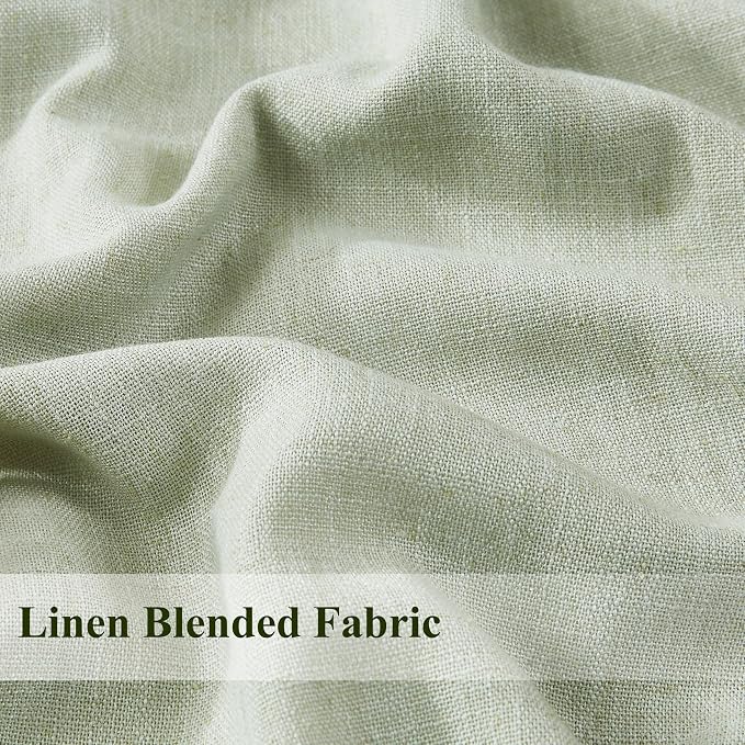 WEST LAKE Pinch Pleated Full Blackout Curtain Panels 108 Inches Long | Soft Green Linen Blended Drapes for Bedroom Living Room,Contemporary Window Treatment,Back Tabs,40"Wx108"Lx2