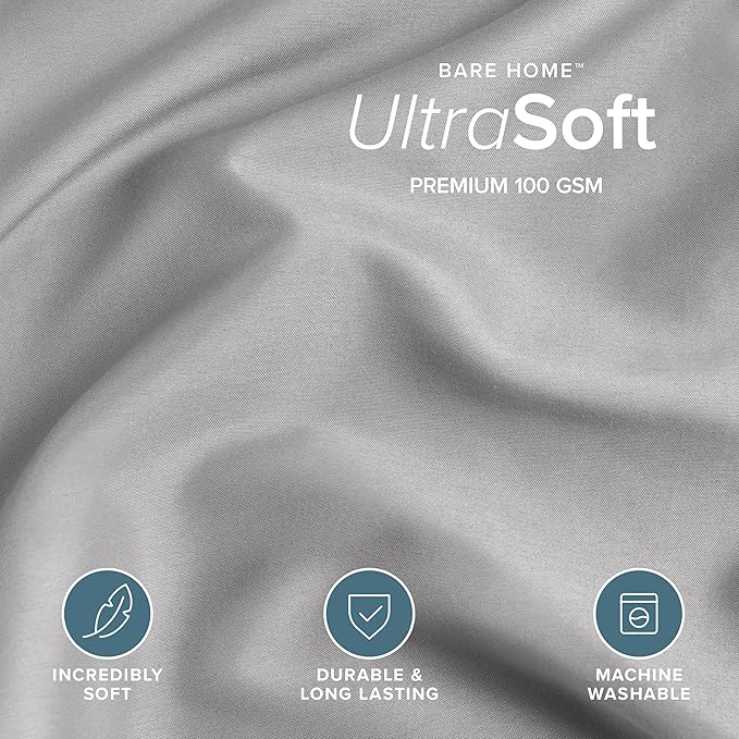 Bare Home Duvet Cover Set 1800 Ultra-Soft (King, Light Grey) | Lightweight, Cooling, Breathable, Premium 1800 Ultra-Soft, All-Season