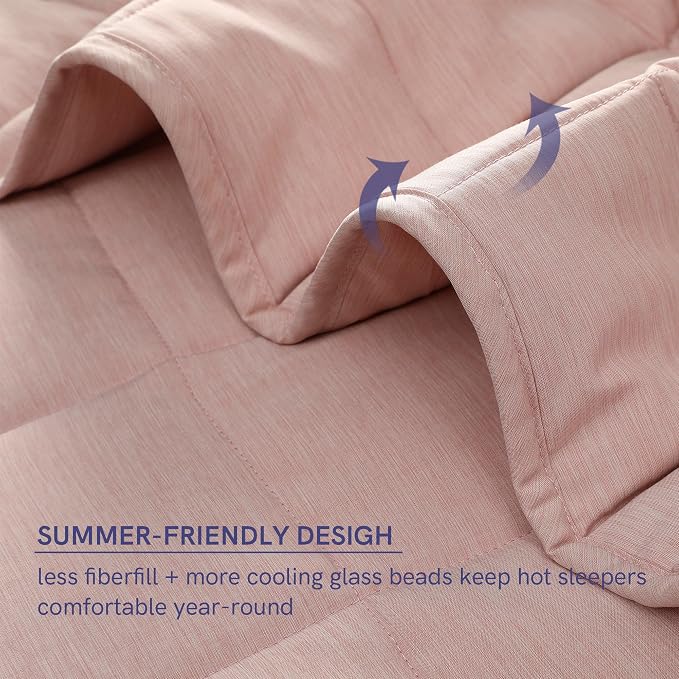 YnM Cotton King Size Weighted Blanket for Adults (88x104 Inches, 30 Pounds, Light Grey), Smallest Compartments with Cooling Glass Beads,Heavy Blanket for Two Persons of 140~240lbs on Queen or King Bed