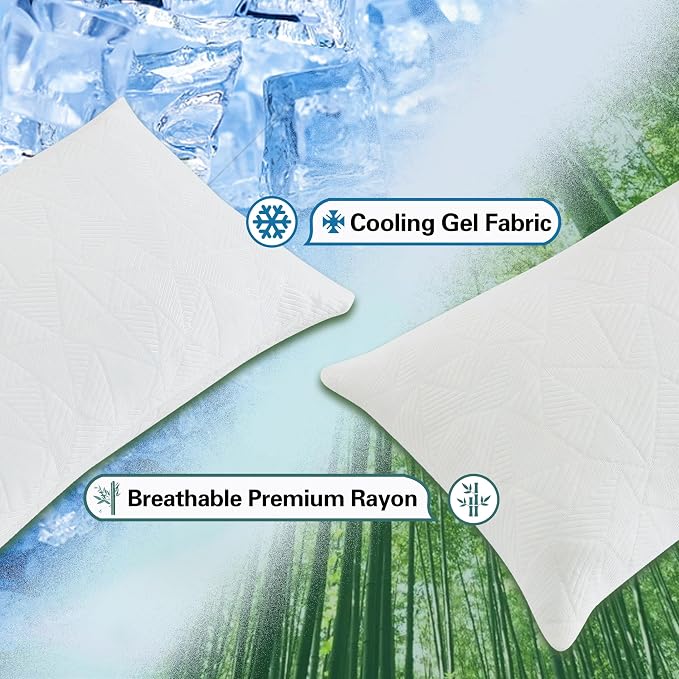 BETU Cooling Small Pillow for Travel & Camping, Adjustable Soft Support Pillow for Backpacking, Hiking Gear, Airplane, Breathable Shredded Memory Foam Pillows for Sleeping with Washable Cover
