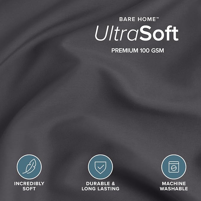 Bare Home Duvet Cover Set 1800 Ultra-Soft (Queen, Forged Iron Grey) | Lightweight, Cooling, Breathable, Premium 1800 Ultra-Soft, All-Season
