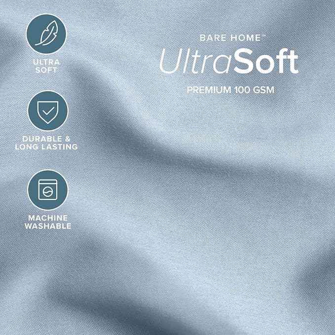 Bare Home Comforter Set - 1800 Ultra Soft (Oversized Queen, Dusty Blue) | All-Season, Breathable, Hypoallergenic, Premium 1800, Warm, Cozy