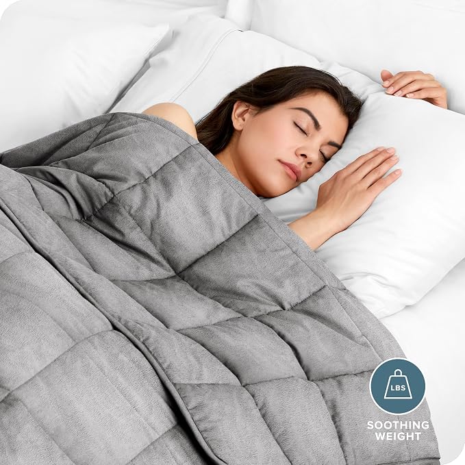 Bare Home Minky Fleece Weighted Blanket (Light Grey, 80"x87" 30lbs) | King Size for Adults, Minky Fleece, Premium Heavy Blanket Nontoxic Glass Beads