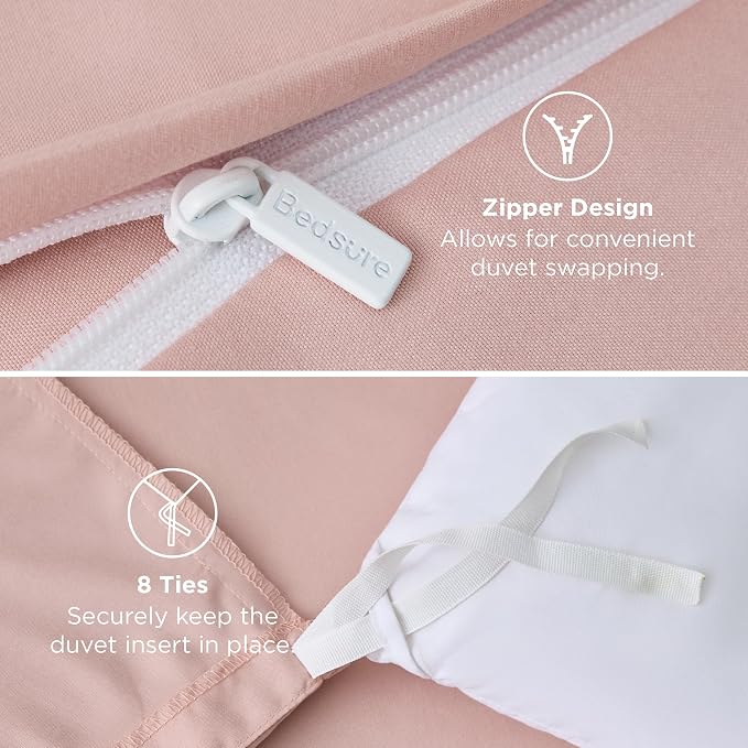 Bedsure Duvet Cover King Size, 1Pc Soft Double Brushed Bedding, Blush Pink | For Kids & Adults, 104"x90", Only 1 Comforter Cover, No Pillow Shams, Hotel Luxury, Breathable, Lightweight, Zipper Closure