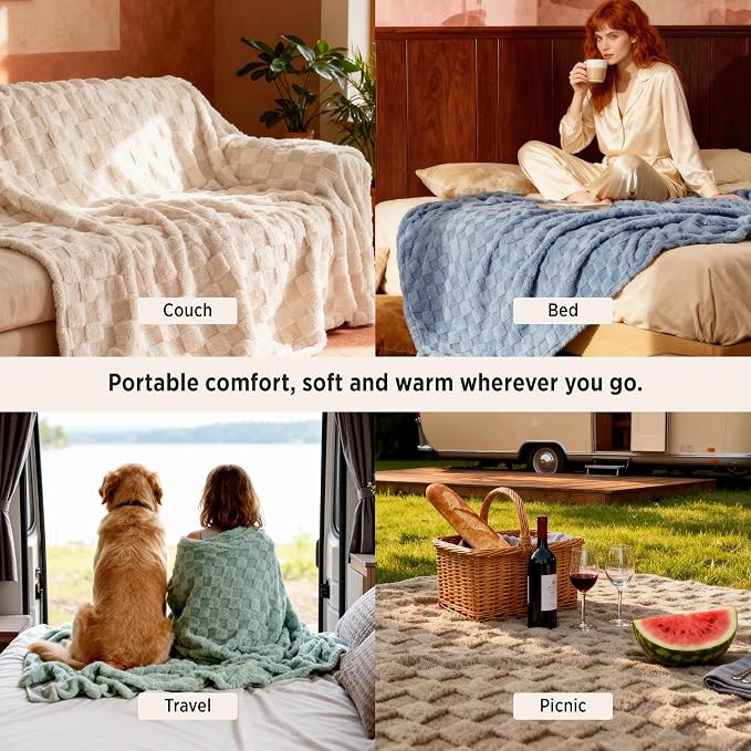 Bedsure GentleSoft Full Size Blankets for Bed - Super Soft Cozy Fleece Blanket for Kids Girls, Large Fuzzy Throws for Bedroom Decor, Cream, 84x90 Inches