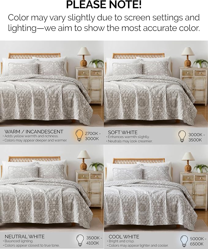 Southshore Fine Living, Inc. Ashanti Collection Oversized King Quilt Bedding Set, Soft Fabric, Lightweight Bedspread 3-Piece, Two Matching Shams (108 in Wide x 98 in Long), Cal/King Quilt Sets, Bone