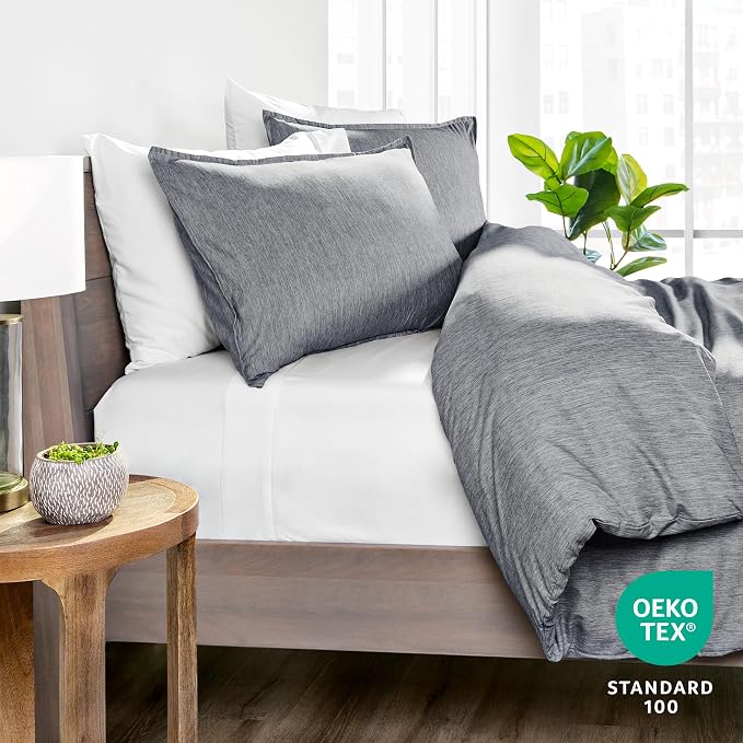 Bare Home Duvet Cover Set (Oversized King, Heathered Charcoal) | 1800 Ultra-Soft, Lightweight, Cooling, Breathable, Premium, All-Season