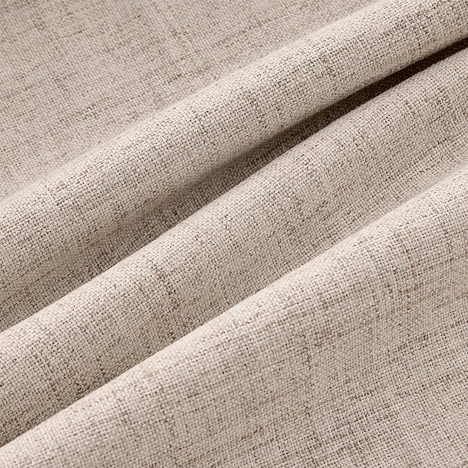 MIULEE 100% Blackout Linen Curtains for Bedroom 42 x 72 Inch Beige 2 Panels | Thermal Insulated, Room Darkening Drapes for Living Room, Back Tab Rod Pocket Pinch Pleated, Solid Luxury Decor