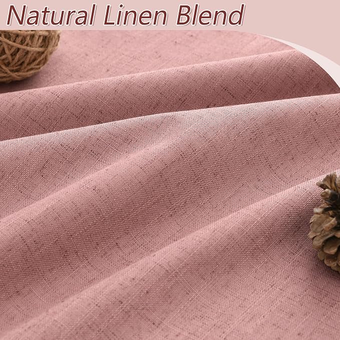 100% Blackout Curtains 84 Inch Length 2 Panels Set for Living Room Bedroom Back Tab Thermal Insulated Black Out Linen Drapes Room Darkening Window Curtains 84 Inches Long, Ash Rose