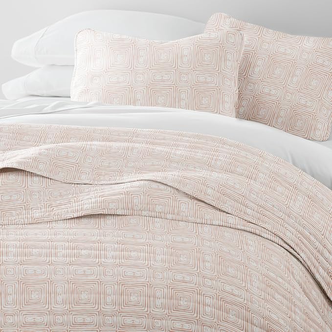 Merit Linens 3 Piece Quilt Set - Super Soft - Lightweight - All Season Quilted Coverlet - Timeless Patterns - Full/Queen Apricot