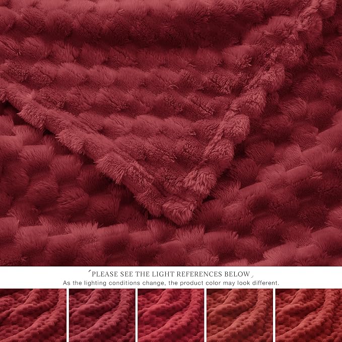 EXQ Home Fleece Throw Blanket for Couch or Bed - 3D Imitation Turtle Shell Jacquard Decorative Blankets - Cozy Soft Lightweight Fuzzy Flannel Blanket Suitable for All Seasons(50"×60",Red)