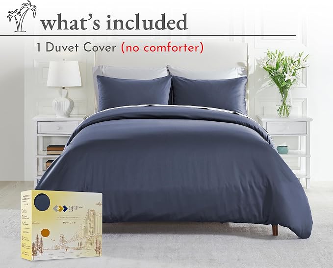 California Design Den Oversized King Duvet Cover, Indigo Dusty Blue | Duvet Cover Only, Comforter Not Included, Backed by Good Housekeeping Seal, Button Closure & Corner Ties