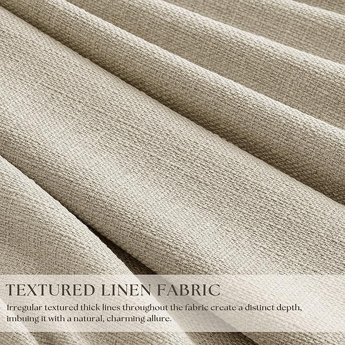 Extra Wide Oatmeal Beige Blackout Sliding Glass Door 108 Inch Curtains | Memory Trained Pinch Pleated, Linen Double Layer, 100% Black Out Heat Blocking Curtain, 70 Inch Width 108 Inch Length 1 Panel