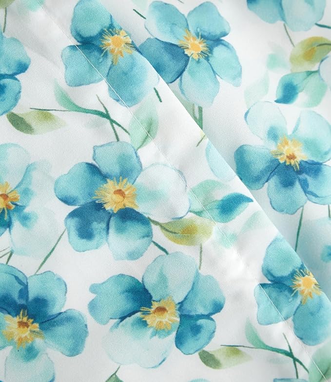Duvet Cover Full Size - Soft Floral Duvet Cover - 3 Piece - Blue Peony | Soft Floral Duvet Cover 80 x 90 with 2 Pillow Shams, Zipper Closures & Ties, Floral Bedding for Women, Men, Kids & Teens