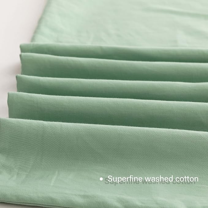 HeimenAogo Egyptian Cotton Duvet Cover Set King, Ultra Soft and Breathable Comforter Cover with Zipper Closure, High Thread Count Long Staple Cotton Blanke Cover 3pcs 104"×90", Silt Green