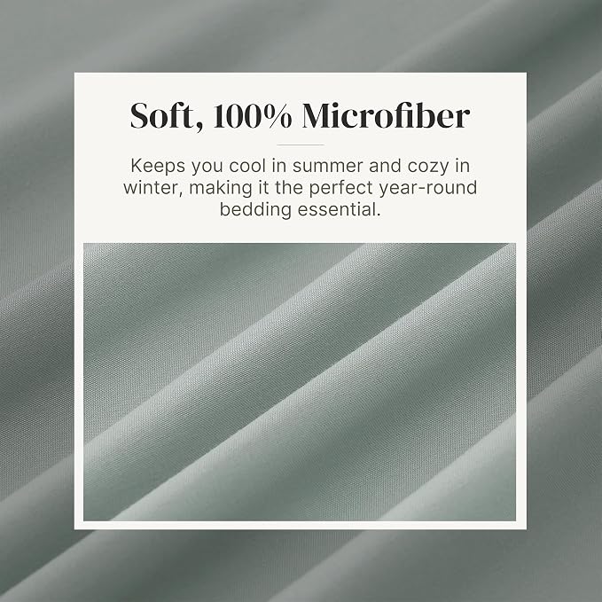 Modern Threads Soft Microfiber Solid Sheets - Luxurious Microfiber Bed Sheets - Includes Flat Sheet, Fitted Sheet with Deep Pockets, & Pillowcases Smoke Queen