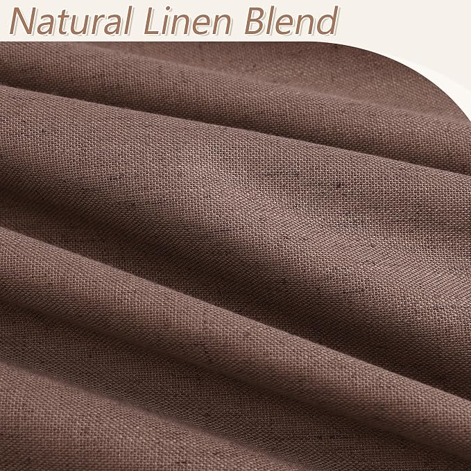 100% Blackout Curtains 96 Inch Length 2 Panels Set for Living Room Bedroom Back Tab Thermal Insulated Black Out Linen Drapes Room Darkening Cappuccino,52x96