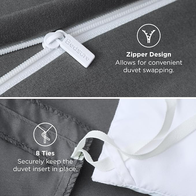 Bedsure Duvet Cover King Size, 1Pc Soft Double Brushed Bedding, Dark Grey | For Kids & Adults, 104"x90", Only 1 Comforter Cover, No Pillow Shams, Hotel Luxury, Breathable, Lightweight, Zipper Closure