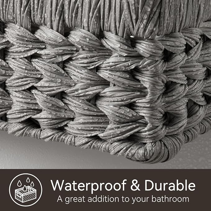GRANNY SAYS Wicker Baskets for Organizing, Grey Pantry Baskets,1-Pack | Large Shallow Basket,Wicker Storage Baskets for Shelves,Woven Baskets for Storage,Rectangle Basket,Wicker Baskets for Storage