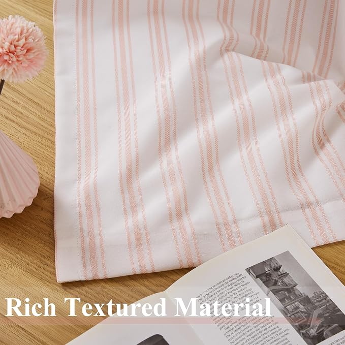 ZJDECOR White Cotton Blended Full Blackout Curtains with Pink Stripes | Modern Bedroom Living Room Drapes,Thermal Insulated Window Treatment,Back Tabs Rod Pocket,55"Wx72"L(Pack of 2)