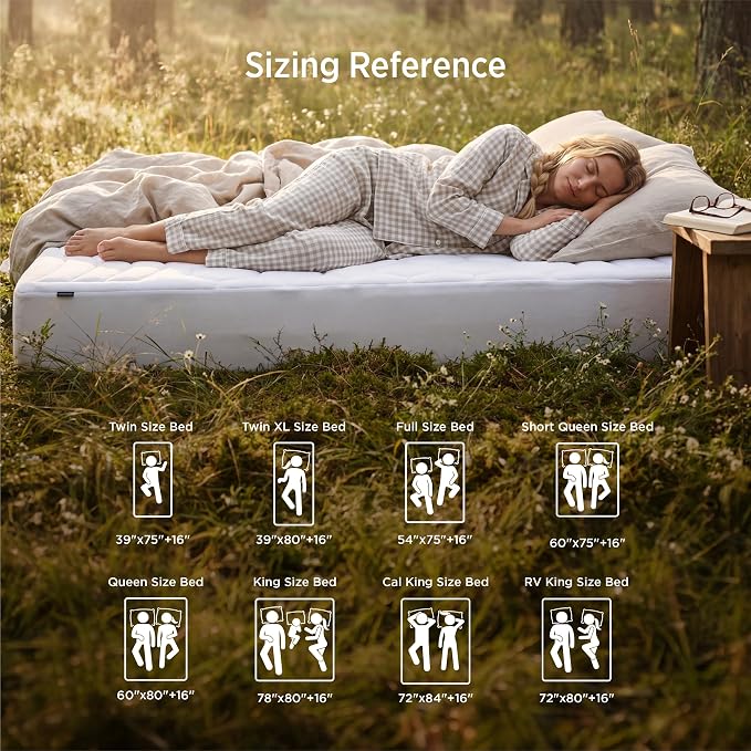 Bedsure Full Size Mattress Pad - Quilted Fitted Mattress Topper Protector with 8-21 Inches Deep Pocket, Noiseless Breathable Bed Cover Padded, Machine Washable, White, 54x75 Inches (Pack of 2)