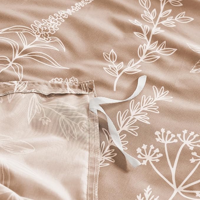 MUXHOMO Duvet Cover King Size, Reversible Floral Rosy Gold Duvet Cover Set with Zipper Closure, 3 Pieces Botanical Patterns Soft Microfiber Bedding Set (90"x104", 2 Pillow Cases 20"×36")