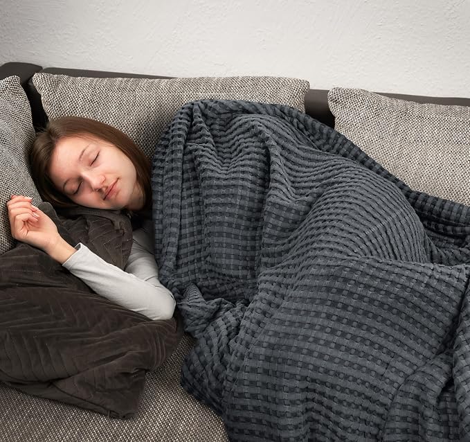 Utopia Bedding 100% Cotton Waffle Blanket Twin Size Charcoal, 90x72 Inch | Lightweight Breathable Cozy Summer Bed Blanket Home Decor Gift for Women and Men