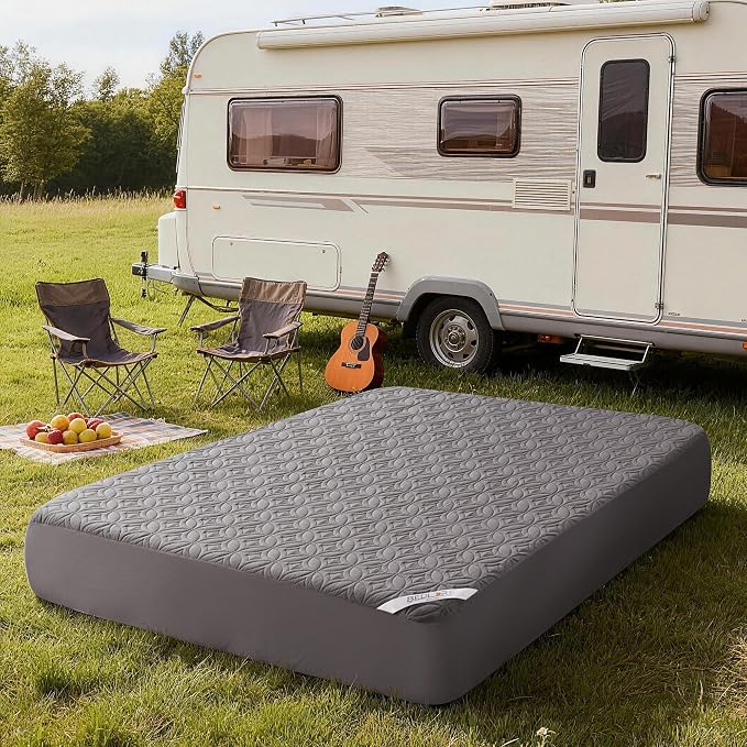 BEDLORE Waterproof Mattress Protector, RV Queen Size Mattress Pad Noiseless | Deep Pockets Fit 6"-18" Mattresses, Soft Breathable Dirt-proof Bed Mattress Cover Washable for Home, Bedroom, Hotel (Gray)