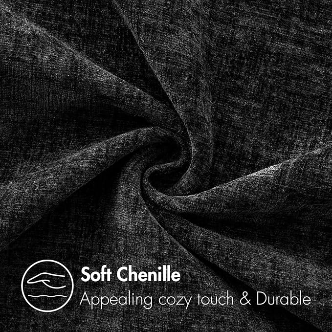 MIULEE Soft Chenille Throw Pillow Covers Black 20x20 Inch Pack of 2 | Modern Home Decor, Classic Decorative Pillows, Solid Dyed Cases, Boho Couch Cushion Covers for Sofa Bed Living Room