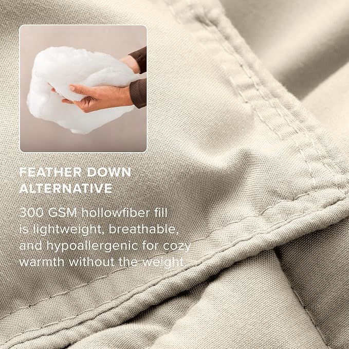 Bare Home Comforter Set - 1800 Ultra Soft (Oversized Queen, Sand) | All-Season, Breathable, Hypoallergenic, Premium 1800, Warm, Cozy