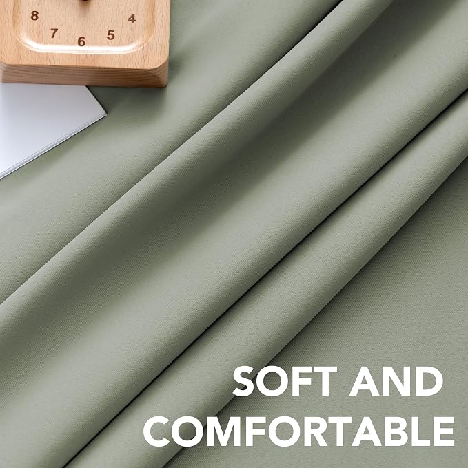 H.VERSAILTEX Blackout Curtains Thermal Insulated Window Treatment Panels Room Darkening Blackout Drapes for Living Room Back Tab/Rod Pocket Bedroom Draperies (2 Panels, Sea Grass, 52 x 54 Inch)