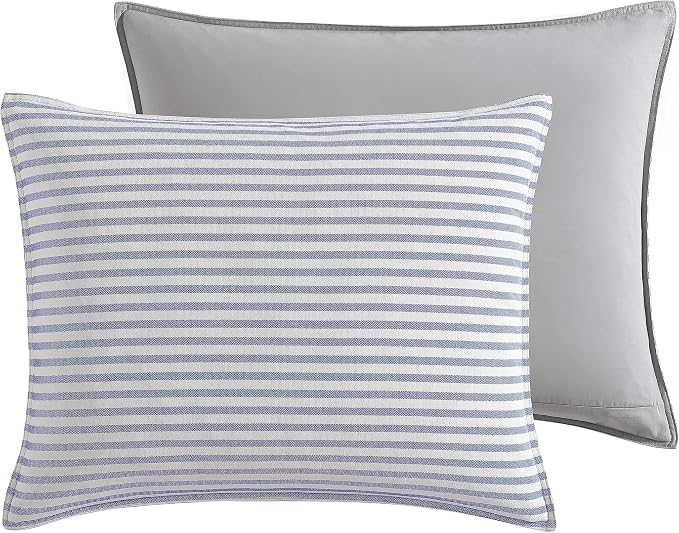 Nautica - Twin Duvet Cover Set, Cotton Reversible Bedding with Matching Sham, Mediterranean Inspired Bedding Set for All Seasons (Fairwater Blue, Twin) (Pack of 2)
