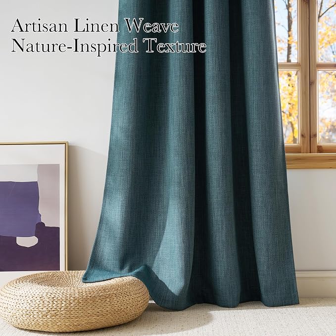 NICETOWN Short Greyish Blue Blackout Curtains 63 inches Long for Kitchen - Privacy Panels for Living Room Bedroom, Modern Farmhouse Style Easy Care Grommet Top, 2 Panels, W42 by L63