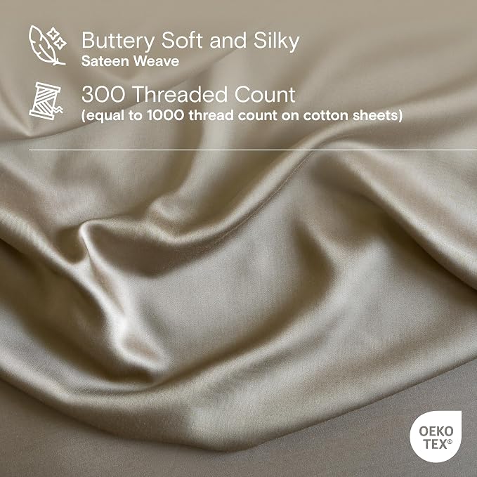 DOZ Duvet Cover Set, 100% Viscose derived from Bamboo, Organically Grown, Buttery Soft, Cooling Duvet Covers, High GSM, 1 Duvet Cover and 2 Pillowcases, 90"x90" (Dune, Full/Queen)