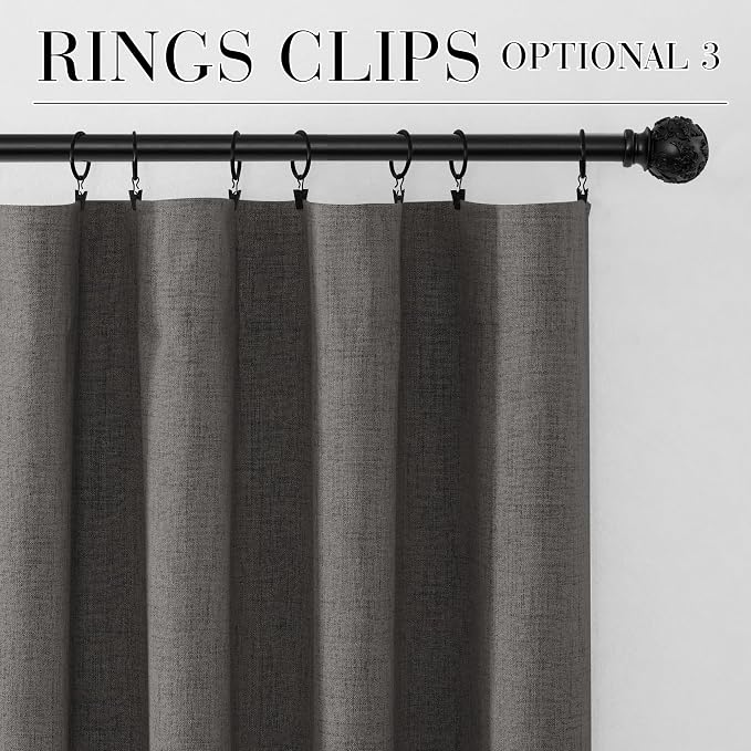RYB HOME Grey 100% Blackout Short Curtains 45 Inch Long for Cafe Kitchen | Thermal Insulated, Light Blocking, for Kitchen Bathroom RV Basement Garage Cabinet, Small Window, Grey, W52 x L45, 2 Panels