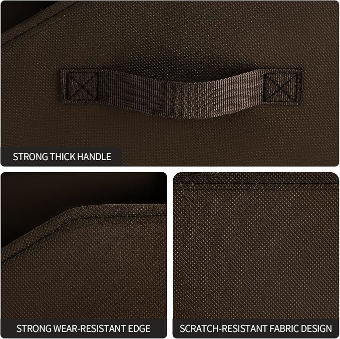 Trapezoid Closet Storage Bins - Large Fabric Baskets for Organizing, Storage Baskets for Shelves, Cube Organizer Bins for Home, Closet, Dorm, 6 Pack, Brown