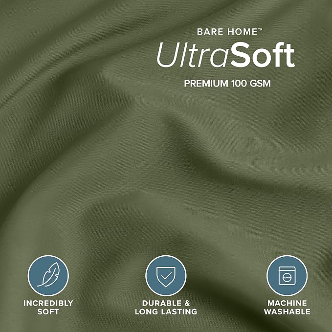 Bare Home Duvet Cover Set 1800 Ultra-Soft (Queen, Cypress) | Lightweight, Cooling, Breathable, Premium 1800 Ultra-Soft, All-Season