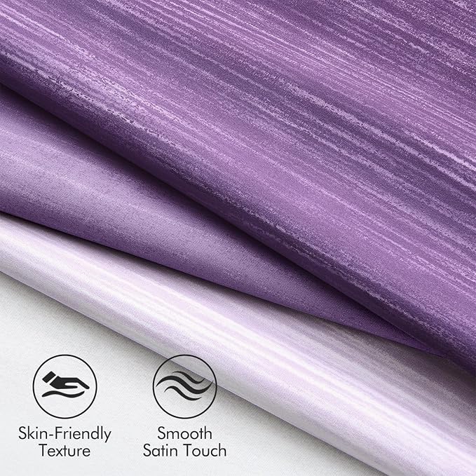MIULEE Purple and Greyish White Ombre Blackout Curtains 52Wx54L Set of 2 | Full Room Darkening,Thermal Insulated,54 Inch Long,Grommet Drapes for Bedroom/Living Room,Modern Window Treatments