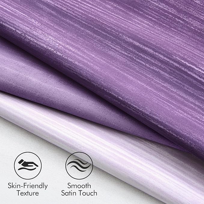 MIULEE Purple and Greyish White Ombre Blackout Curtains 52Wx84L Set of 2 | Full Room Darkening,Thermal Insulated,84 Inch Long,Grommet Drapes for Bedroom/Living Room,Modern Window Treatments