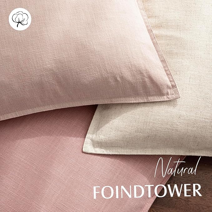 Foindtower Decorative Linen Lumbar Throw Pillow Covers 12x20 Inch Rose Pink | Pack of 2 Boho Farmhouse Pillowcase,Accent Neutral Solid Cushion Covers,Morden Home Decor for Couch Sofa Bedroom Living Room